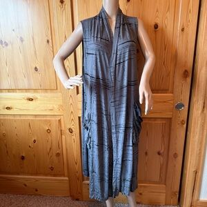 Chalet Et Ceci Duster Cardigan S Open Front Crinkle Bamboo Blend Gray Lagenlook